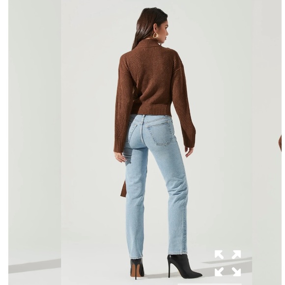 NWT ASTR SORA MOCK NECK CUTOUT TIE WAIST SWEATER - Picture 5 of 14